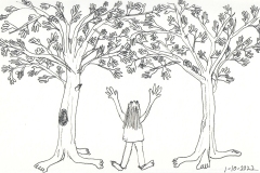 Tu b'shevat (lovingly reaching out to the trees who give so generously, and the trees reaching out too.)